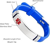 Vista 2 de TGLS Pulsera de identificación de alerta médica para hombre, para emergencia, primeros auxilios, alerta de salud, grabada con láser, acero