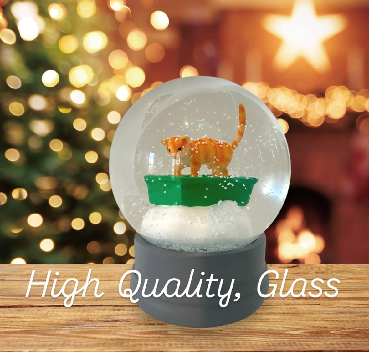 Cat Litter Snow Globe - Back in Stock! Kitty Snow Globe - Gift for Cat Lovers, White Elephant, Christmas Idea - Orange Cat - Funny - Kitten