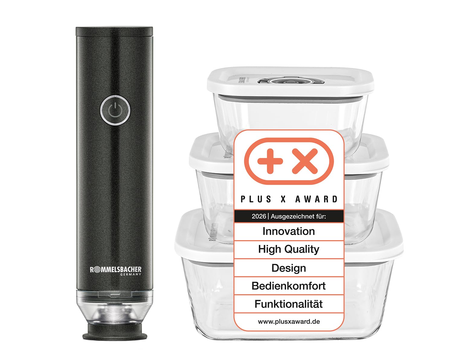 Machine à emballer sous vide VAC 253/S avec 3 récipients en verre et 8 sacs