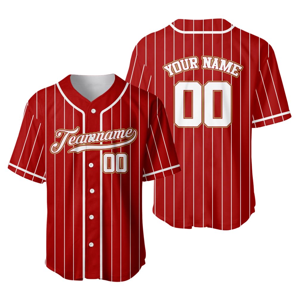 Custom Pinstripe Baseball Jersey with Teamname Name Number, Personalized Printed Team Name Number Sports Jersey Fans Gift
