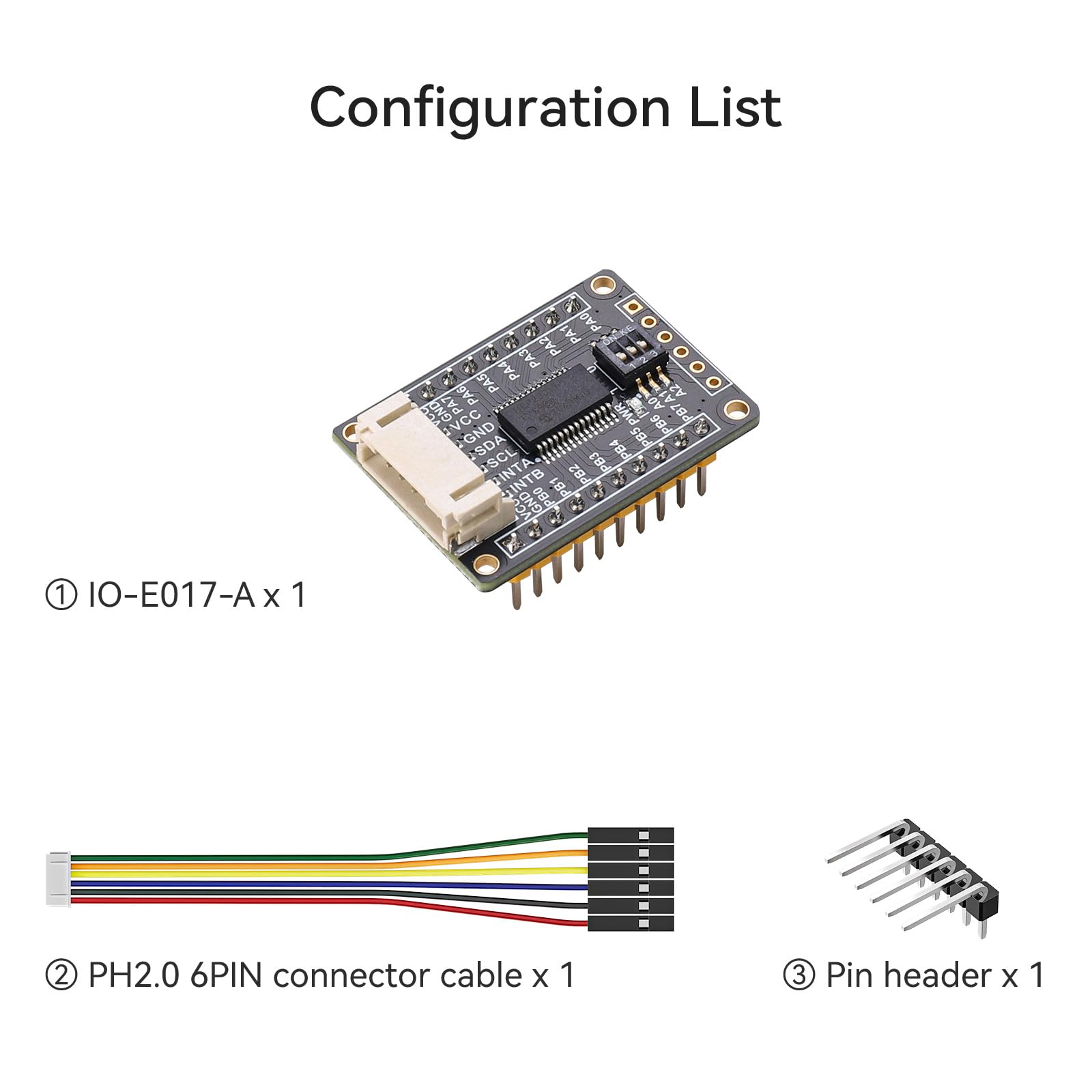 MCP23017 Modulo di espansione I/O - 16 pin GPIO, interfaccia I2C, interruttore DIP integrato a 3 cifre, compatibile con Raspberry Pi, Arduino, STM32 (3,3 V/5 V)