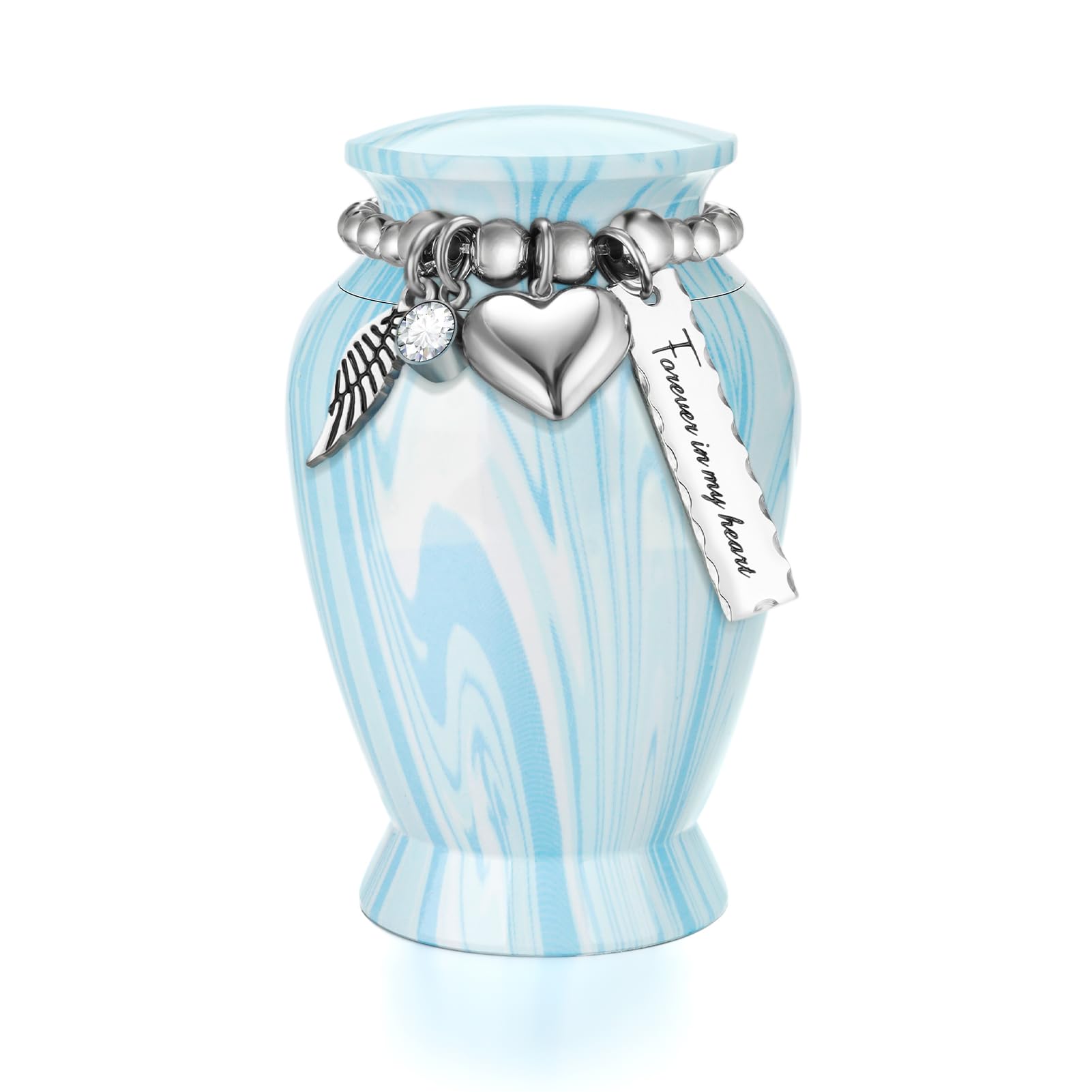 SOITIS Mini Urn for Human Ashes 2.8 Inches Aluminum Small Urns for Human Ashes Keepsake Cremation Urns Decorative Urn for Women Men - Serenity Blue Holder