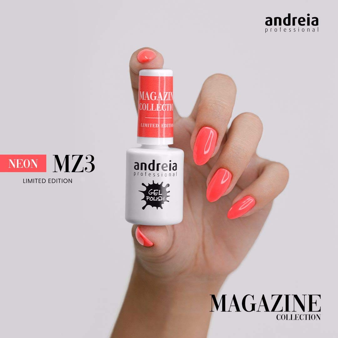 Andreia Pintauñas Semipermanentes – Esmalte Semipermanente Profesional para Uñas de Gel - Manicura con Brillo Intenso que Dura Hasta 4 Semanas - Color MZ3 Coral Neón - 10,5ml — view 3