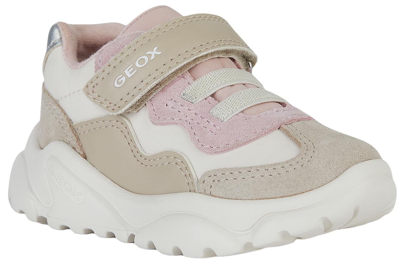Geox Baby Ciufciuf Girl B Sneaker, Lt Ivory Dk Rose, 3.5 UK Child