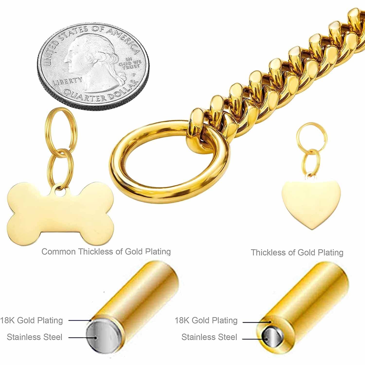 ドッグチョークチェーンカラー18 Kキューバリンクチェーン15 MM強力強力ヘビーデューティーチュー調整可能トレーニングカラートグルクラスプ付き大型犬アメ 犬のチェーン首輪キューバリンク犬の首輪18 18kステンレス鋼金属15ミリメートルゴールドシルバー犬の首輪子犬小中大犬 - AliExpress