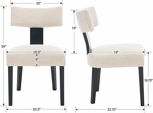 Miniatura 2 de Juego de 4 sillas de comedor tapizadas modernas, con respaldo medio, sillas de comedor y cocina color beige granja, sillas laterales sin brazos de