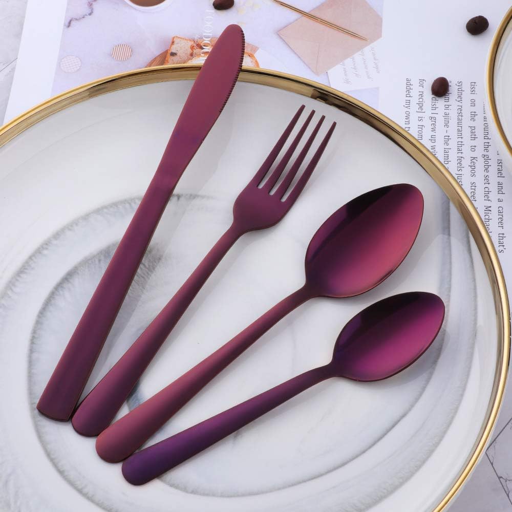 BuyGo 32pcs Silverware Stainless Steel Flatware Set, 8 Set Tableware Dinnerware Cutlery Set, Includes Knife/Fork/Spoon/Tea Spoon Service for 8