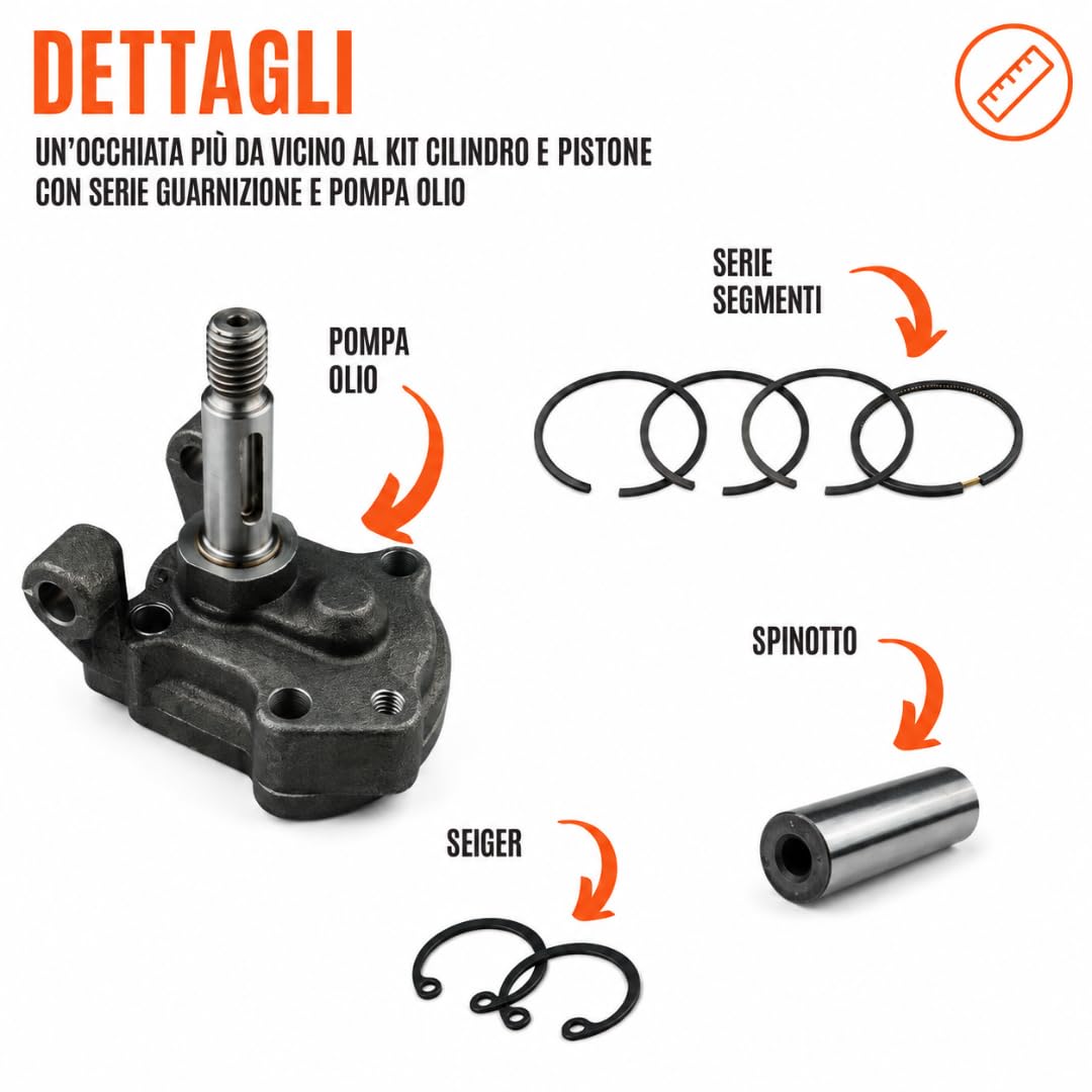 Generico Kit de cilindro y pistón + bomba de aceite + serie junta completa y sellos de aceite compatible para motor Lombardini Diesel 6ld 360 para motoazada y motocultor