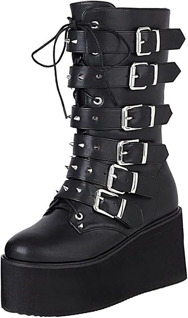 BOTAS DARK PIEL GOTICAS 5 HEBILLAS