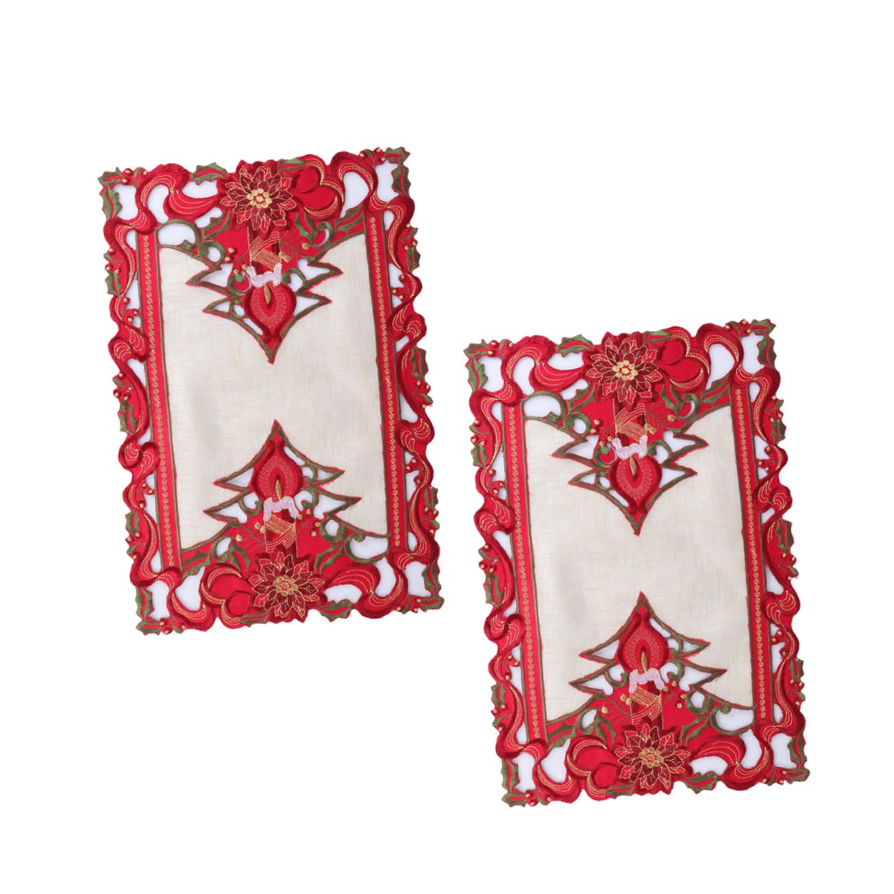 MAGICLULU 6 Piezas Mesa Festiva Decoraciones De Mesa De Fiesta Xams Centro De Mesa Mantel De Poliéster Camino De Mesa De Flores Tapete De Mesa De Poinsettia Mantel Bordado Mantel De Navidad