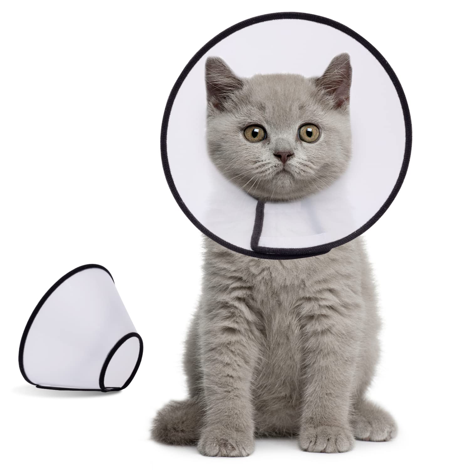 Nobleza - Conos de Recuperación para Mascotas, Collar Isabelino Perro, Plástico Protector Anti-Mordida Collar, Cono Mascotas Ajustable Collar para Recuperación de Perro Gato de Cirugía (XS)