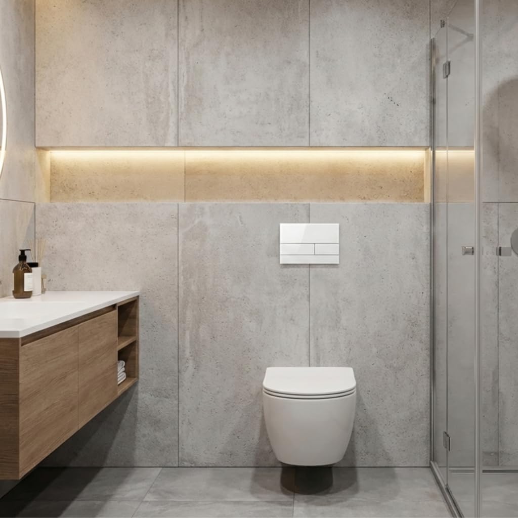WC Betätigungsplatte Weiß Unterputz Dual Flush | Drückerplatte, Wandmontage, Modernes Design, Wasser sparen