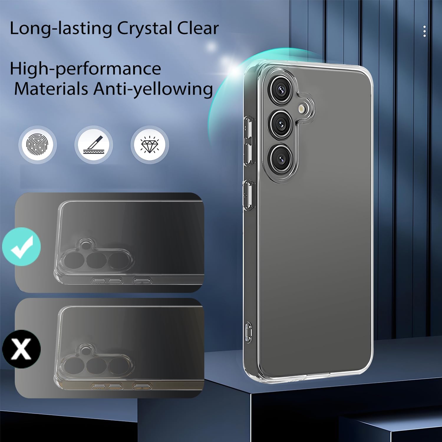 TENOC Phone Case for Samsung Galaxy S25, Clear Case Shockproof Protective Bumper Slim Cover