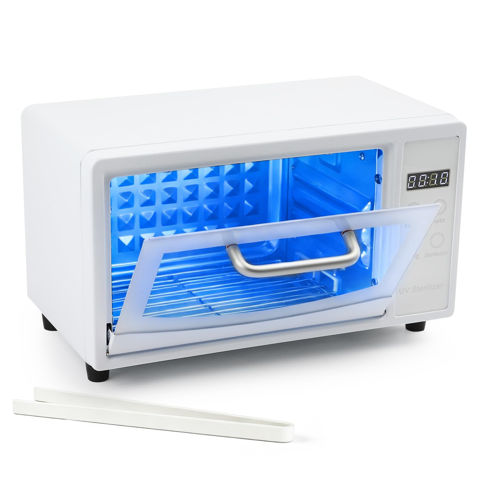 Esterilizador de herramientas de uñas, esterilizador grande de doble capa de 10 L para herramientas de uñas, gabinete limpiador de herramientas de manicura multifuncional con ajuste de
