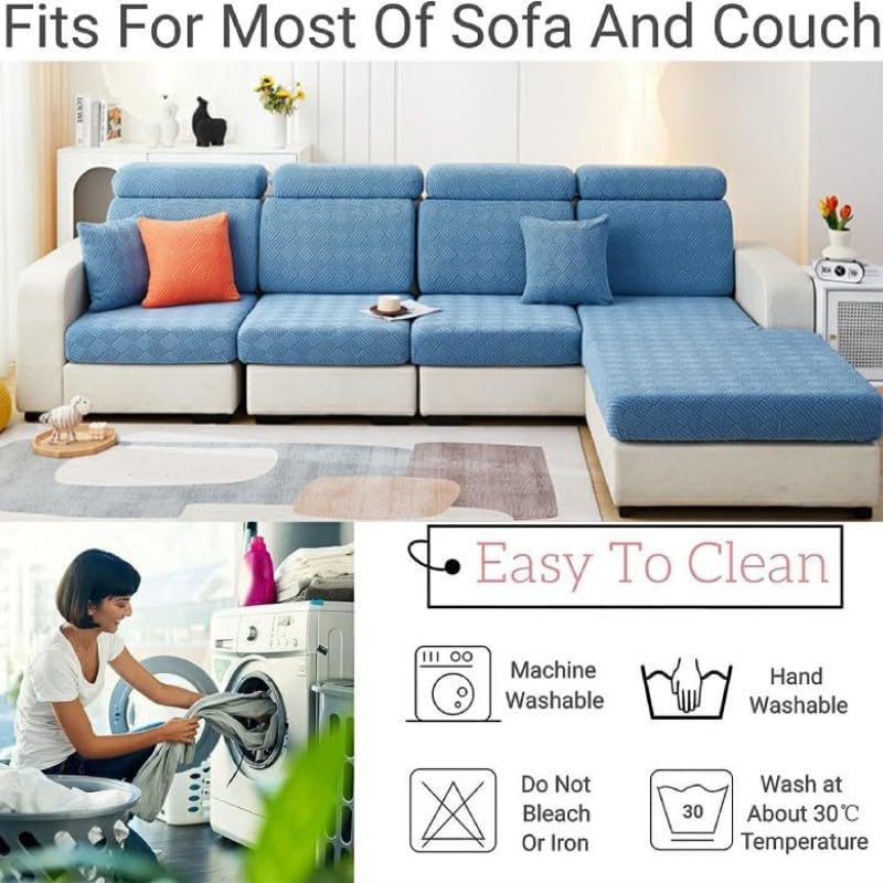 Miniatura 5 de APEXBOUND Fundas mágicas para sofá, funda para sofá chaise lounge, fundas de sofá resistentes en forma de L, protector elástico antideslizante de