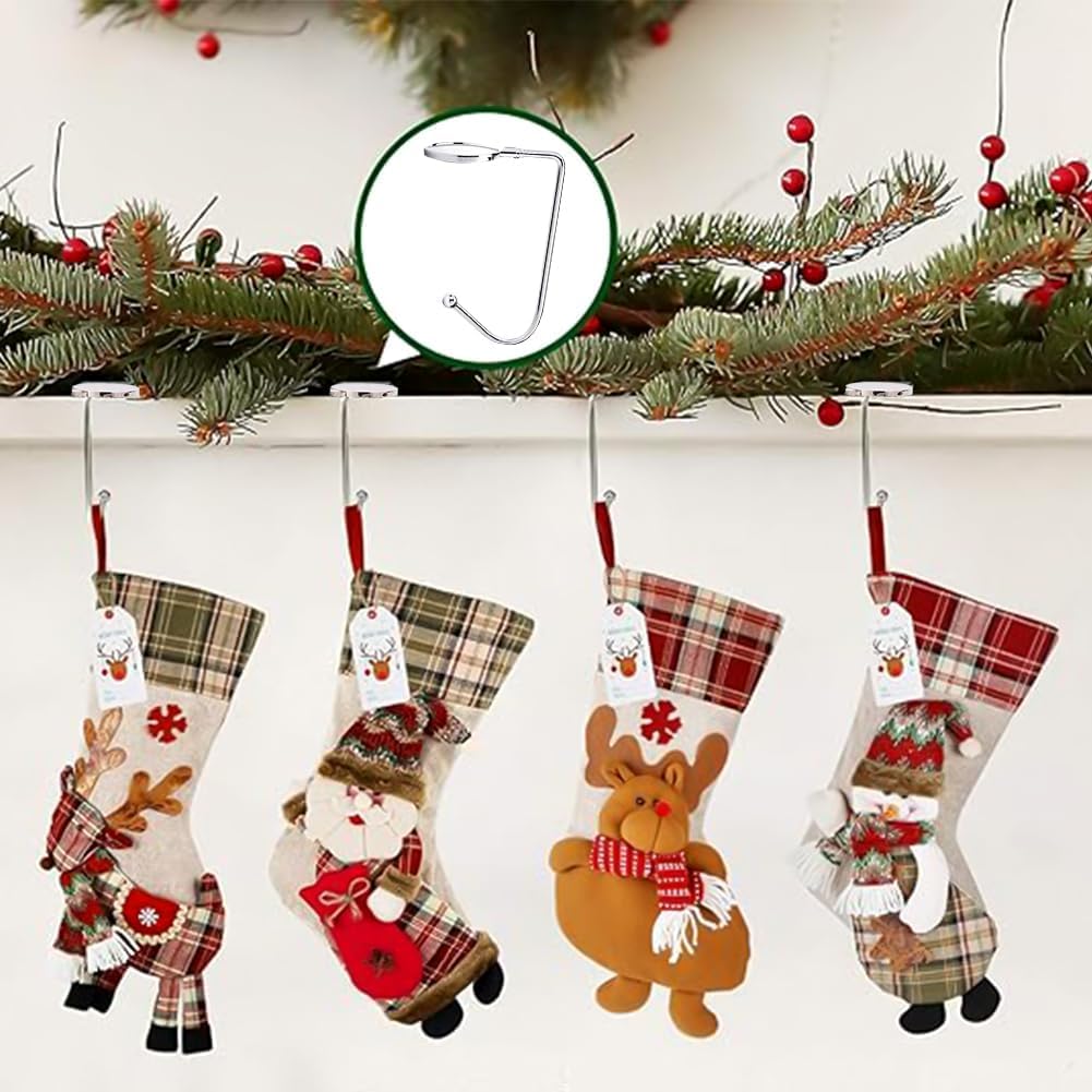 6 Pezzi Portacalze di Natale per Camino, Supporti per Calza Natale Mantello Antiscivolo Robusti Ganci per Calza Mensola per la Decorazione della Casa Vacanze di Natale