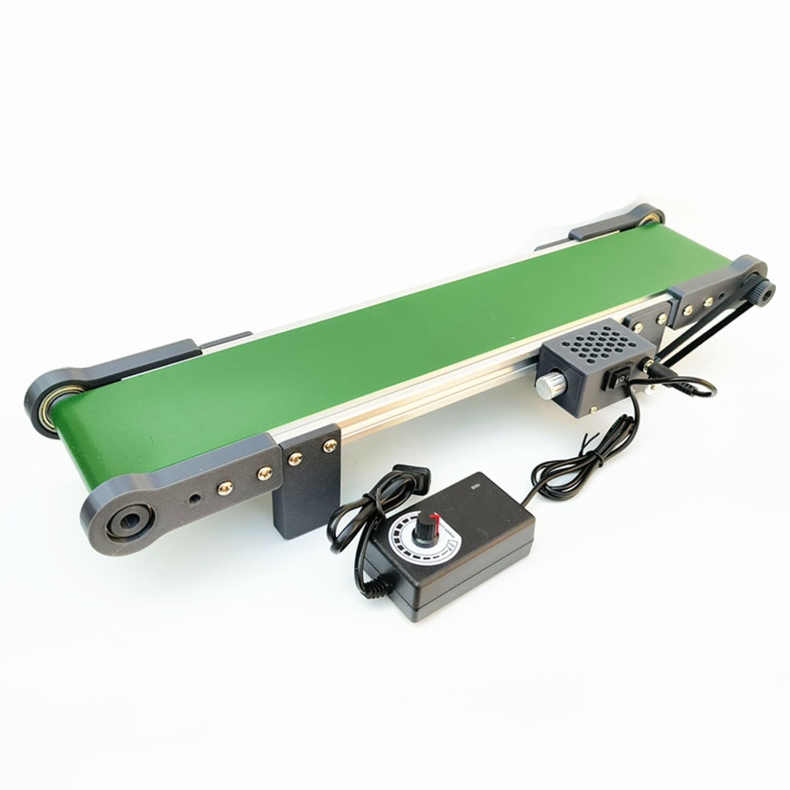 Genérico Cinta Transportadora de Escritorio Eléctrica, Cinta Transportadora Pequeña For Carga, Dispositivo de Experimento de Fricción, Velocidad Ajustable 1,8 A 7,6 Cm/s,Green-10x100cm