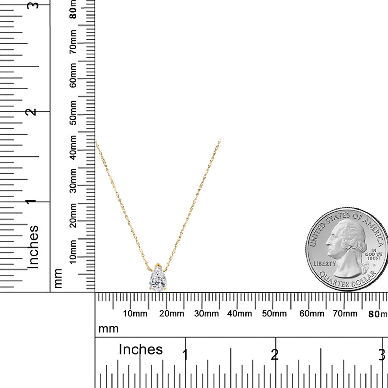 Gem Stone King 10K Yellow Gold 7X5MM Pear Shape Gemstone Birthstone Teardrop Pendant Necklace for Women | Gold Necklace For Women | With 18 Inch Rope Gold Chain | Fine Jewelry Gifts for Her Mom Wife - Image 6