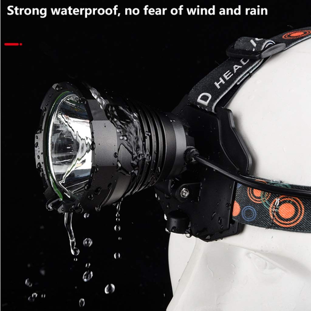 4622LM T40 Faro de Carga USB 3 Modos de Uso de la Linterna 3 * 18650 montado en la Cabeza de la Linterna con el indicador de batería IPX6 Pesca Nocturna Impermeable al Aire Libre