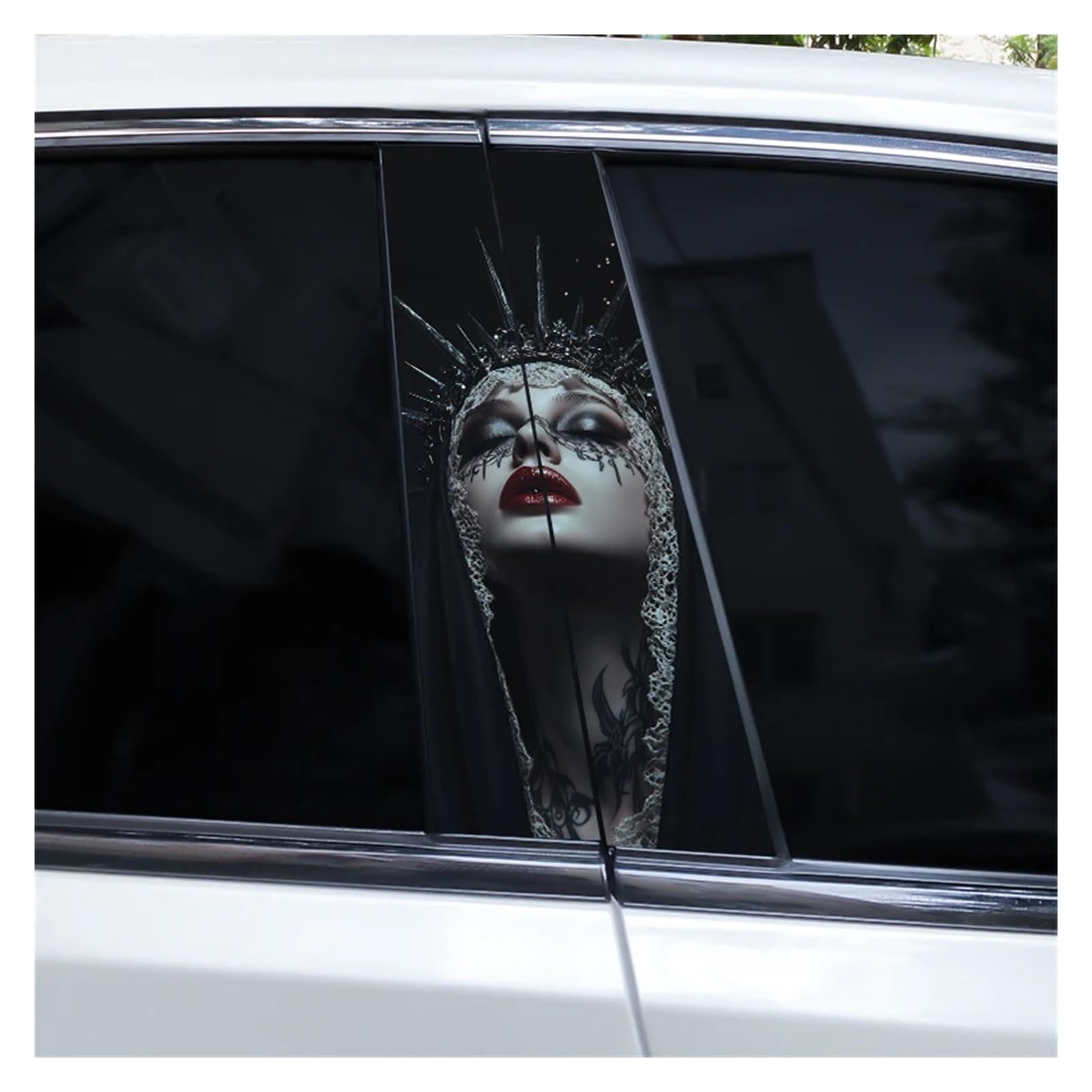 Car Side Decals 2pcs Cross Nun Sticker Car Doorpost Decal Waterproof Sunscreen for B-Pillar Door Decoration(Style E)