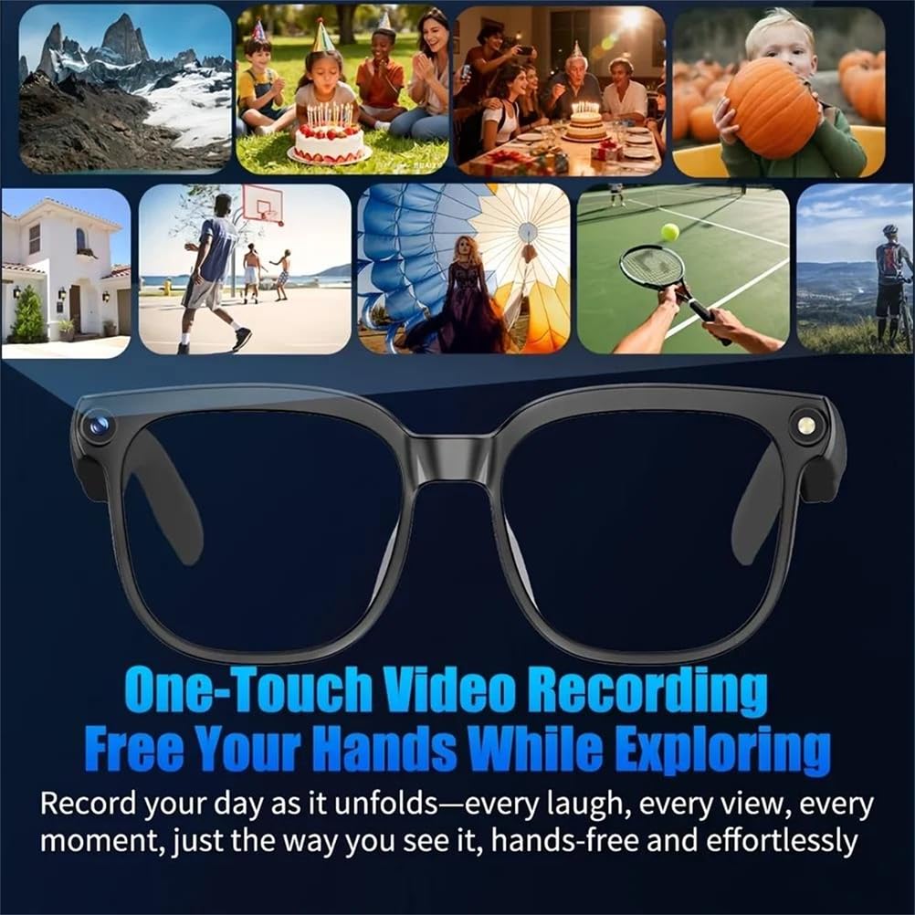 Occhiali Video Intelligenti con ia chiamate e Musica Senza Fili | occhiali intelligenti con ia bluetooth, registrazione video 4k hd e traduzione in tempo reale