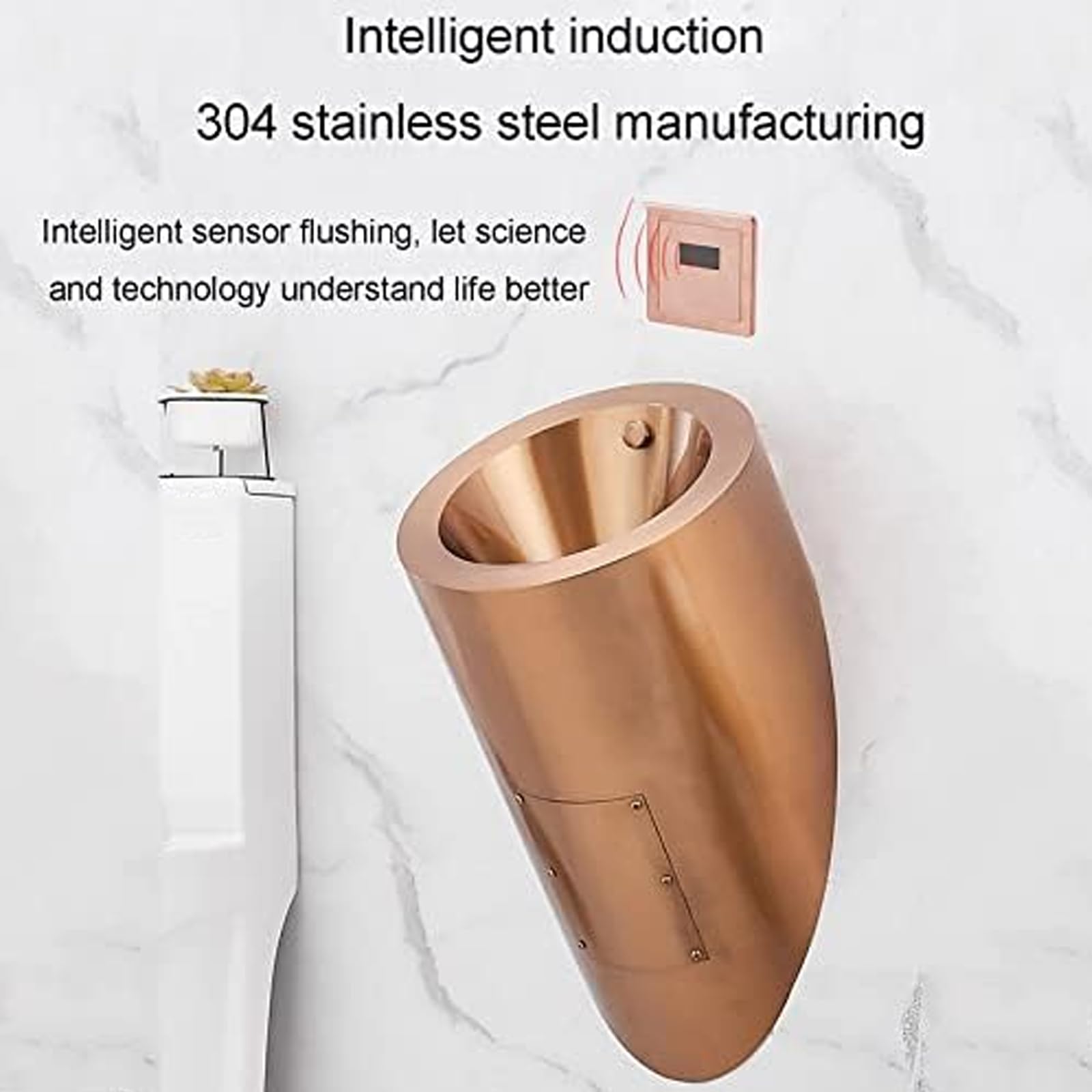 OTQEFTN Small Men's Urinals,Wall-Mounted Induction Drainage Public Toilets Vertical Toilets,Men's Urinal Troughs for Bathrooms, Shopping Malls, Bars in Public