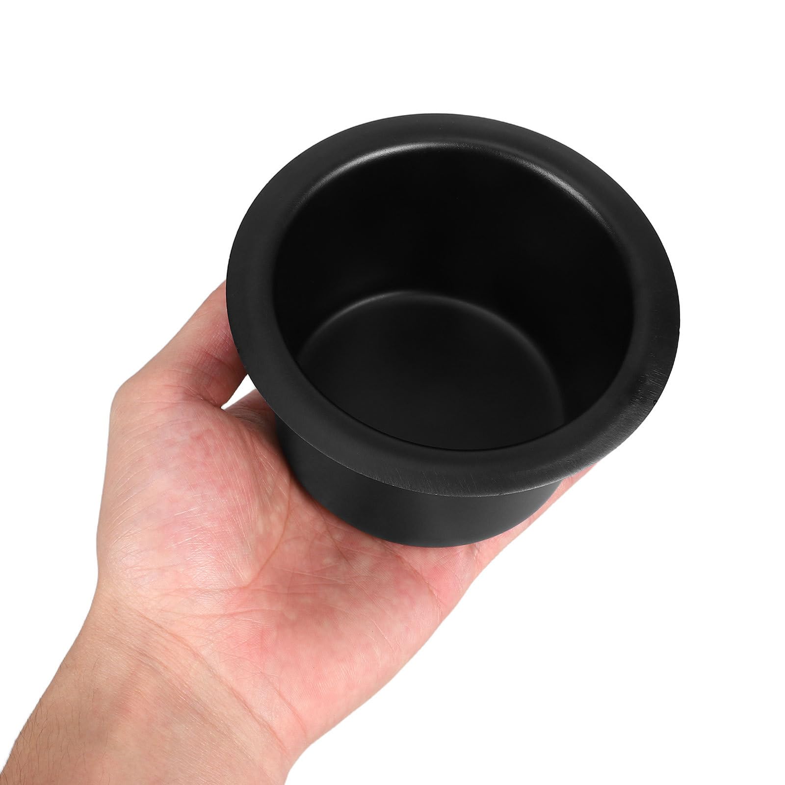 YARNOW Lot de 2 Porte-Gobelets en Acier Inoxydable Supports Encastrables Noirs pour Voitures, Canapés et Tables de Bureau, Inserts Métalliques pour Bateaux, Diamètre Intérieur 9 CM