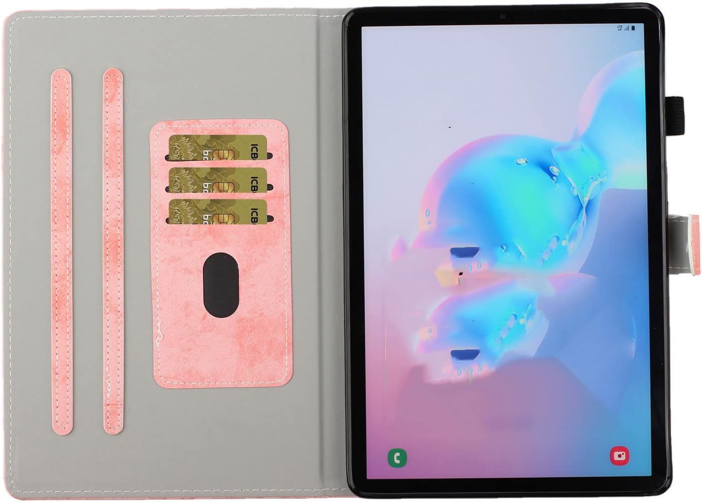 Leather Business Casual Kickstand Protective Cover with 4 Credit Card Holders and Pencil Holder Case for iPad Air 2019/ Pro 10.5" -Pink
