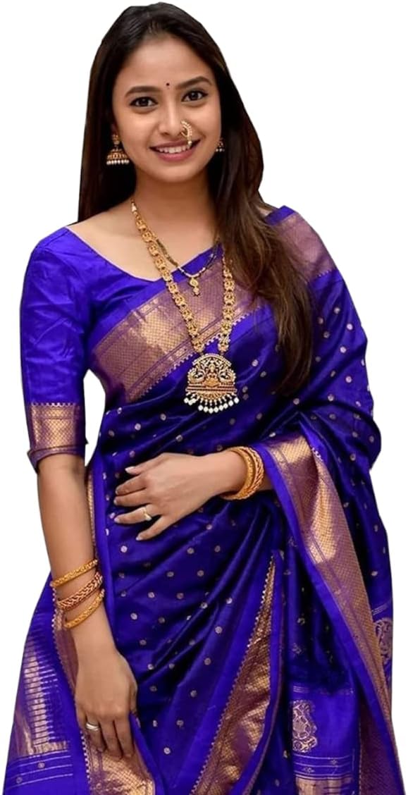 Banarasi Silk Saree for Women Indian Traditional Zari work Saree for Women's With Unstitched Blouse