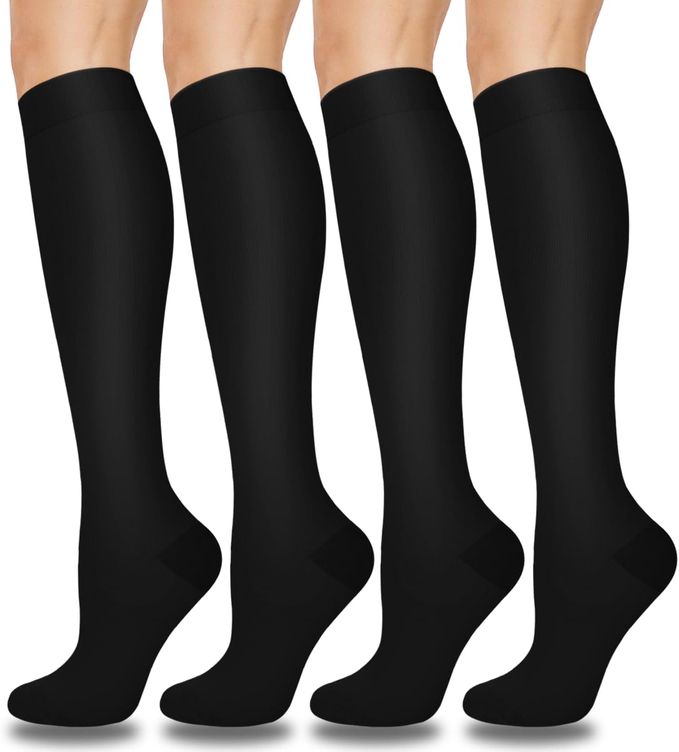 4 Pairs Compression Socks for Women & Men Circulation 15-20 mmHg - Best Support for Nurses, Running