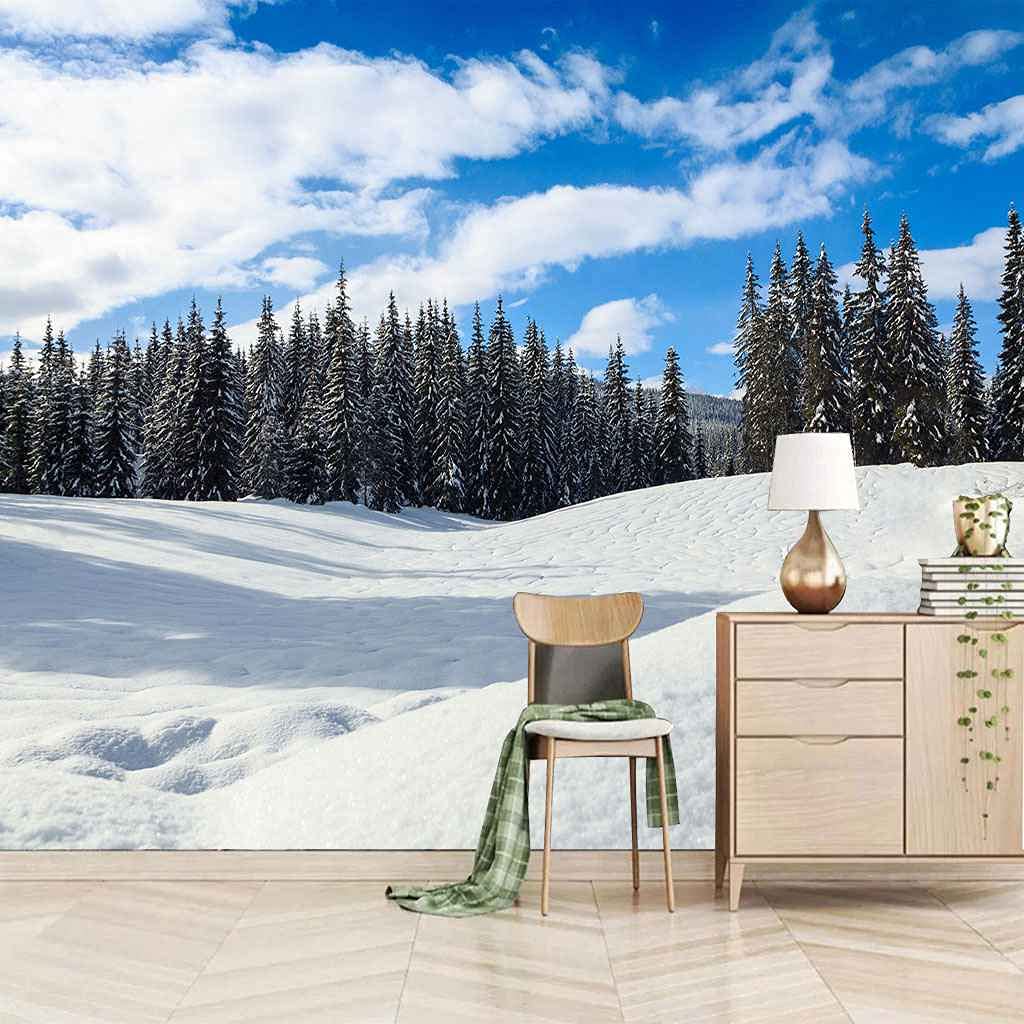 Toile murale auto-adhésive 400x280 cm paysage de neige 3D