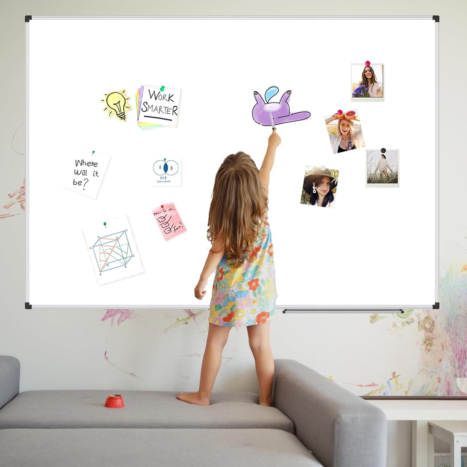 XBoard Magnetic Whiteboard 36 x 24 Inch, Hanging Dry Erase Board with Aluminium Frame & Marker Tray 3' x 2' | Wall Mounted Magnetic White Board for Home School Office