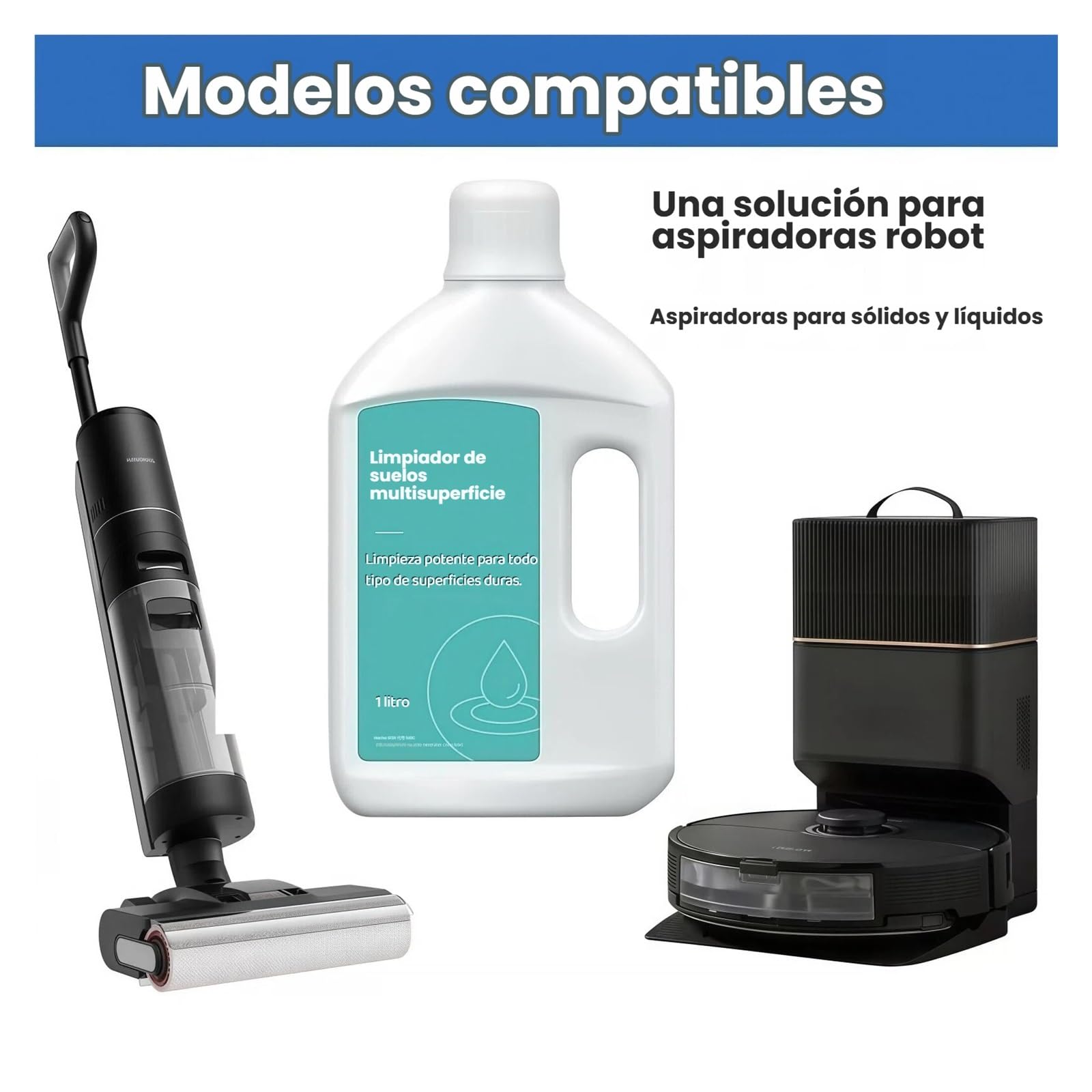 Solución De Limpieza De Pisos De Botella De 1 Litro Compatible Con Dreame La Solución De Aspiradora De Pisos, Sin Residuos Ni Rayas, Para Una Limpieza Profunda(2 botellas)