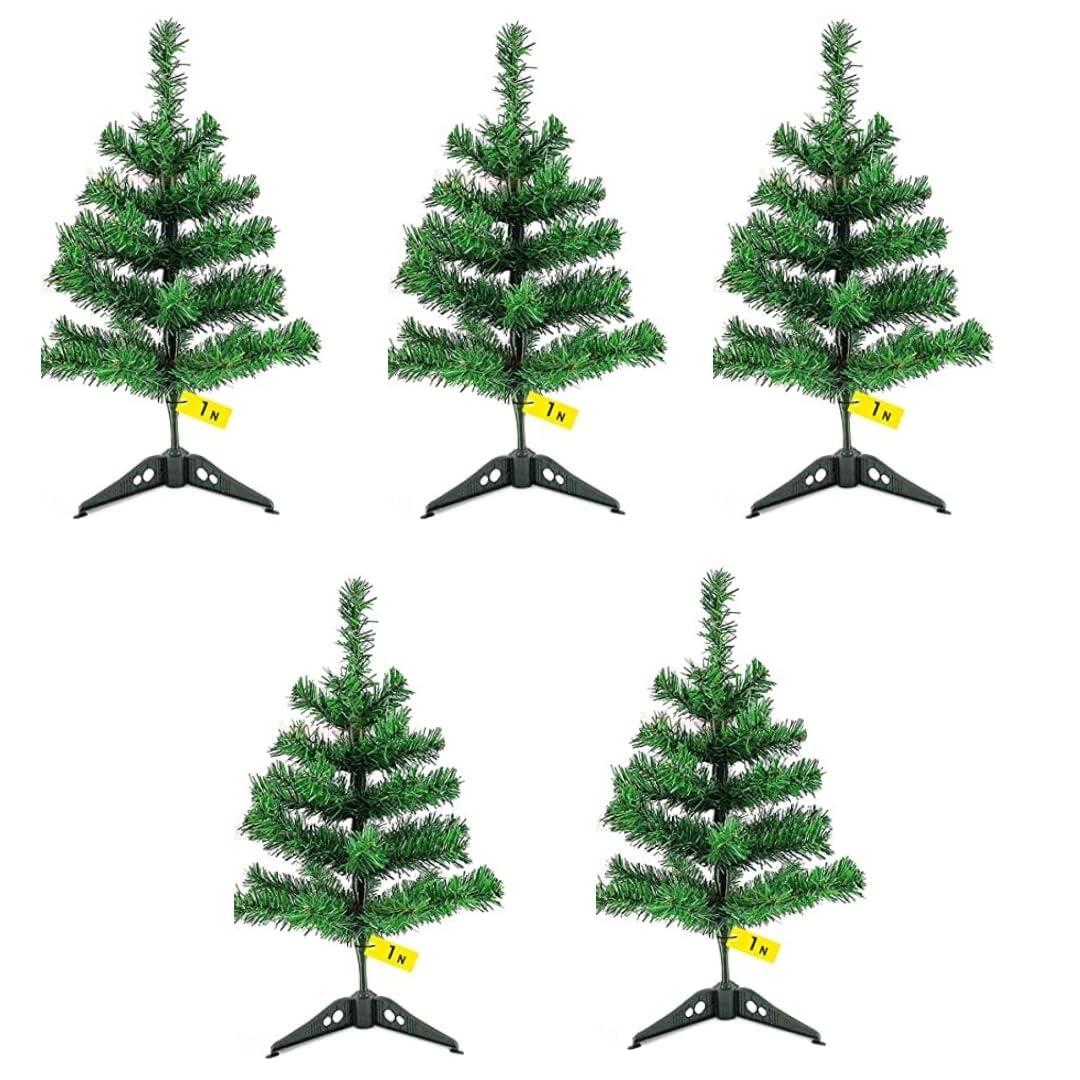 OneStoreIndia Xmas Christmas Tree for Home Office Restaurant- 1ft X-mas Tree for Christmas Décor Living Room Indoor Outdoor- Christmas Decorations Items- Christmas Gift (Green) (Pack of 5)