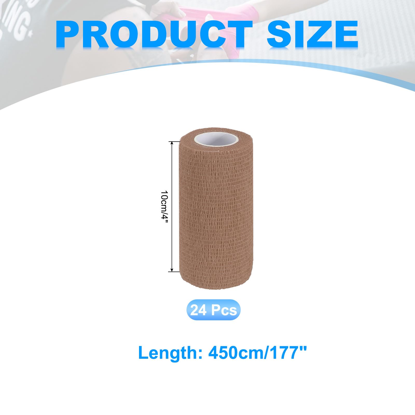 PATIKIL Bende autoadesive 177" x 4", 24 pezzi, elastiche, autoadesive, traspiranti, per sport, articolazioni, polsi, caviglie, attività all'aperto, colore della pelle