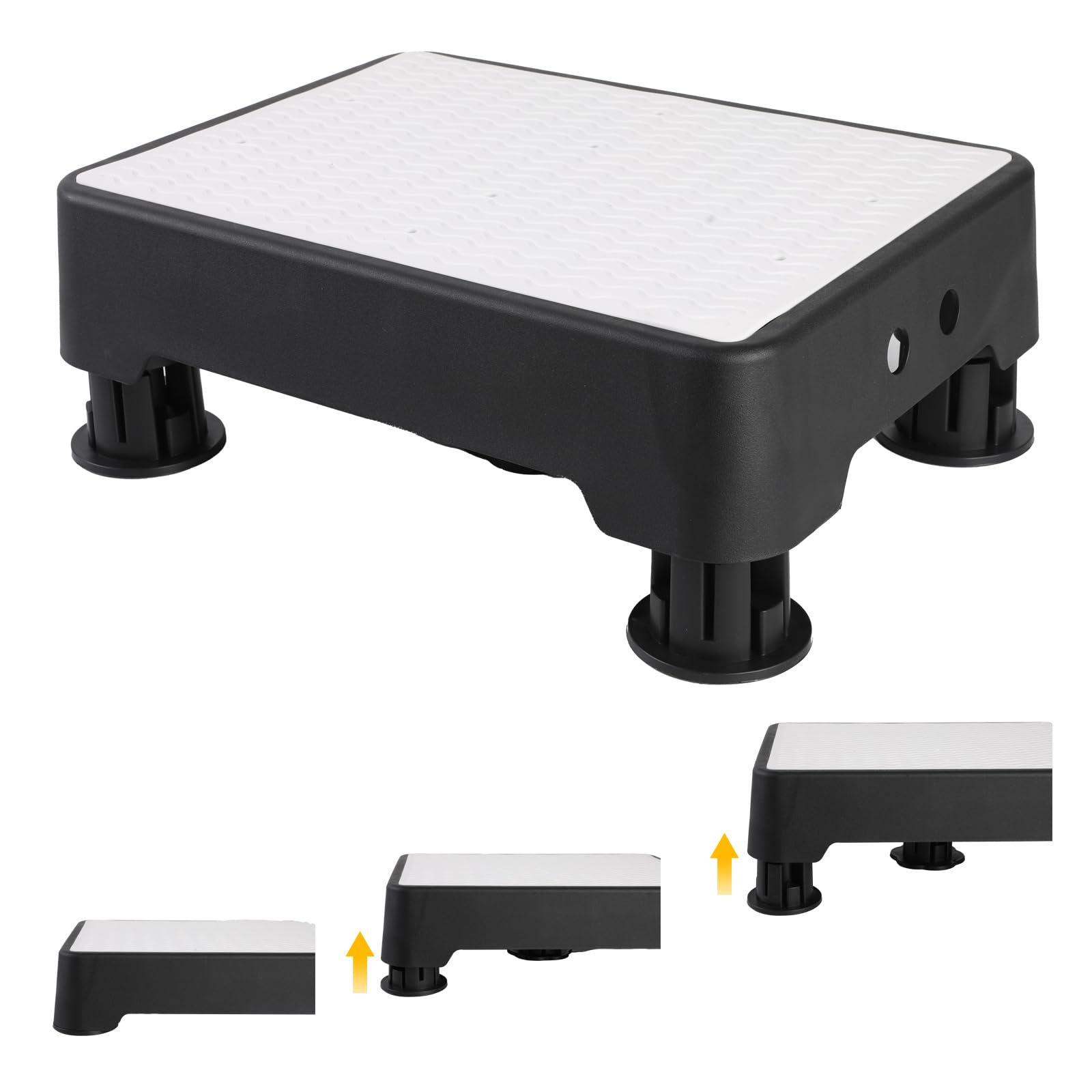 Adjustable Step Stool for Adults, Toddler Step Stools, 700 LBS Capacity Non-Slip Safety Step Platform for Elderly and Kids, Portable Stair Assist for Cars, Bedside, Kitchen, and Shower, White