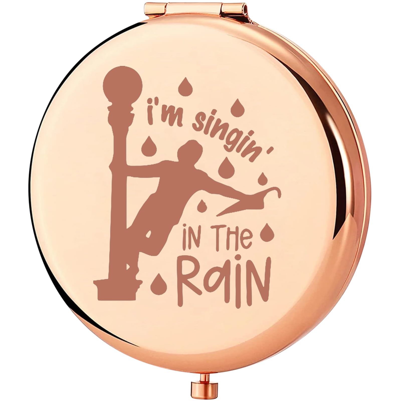 KEYCHINSing in The Rain Pocket Mirror Broadway Musical Theatre Gifts I'm Singin' in The Rain Compact Makeup Mirror I'm Singin' in The Rain Merch (Sing Rain-RG)