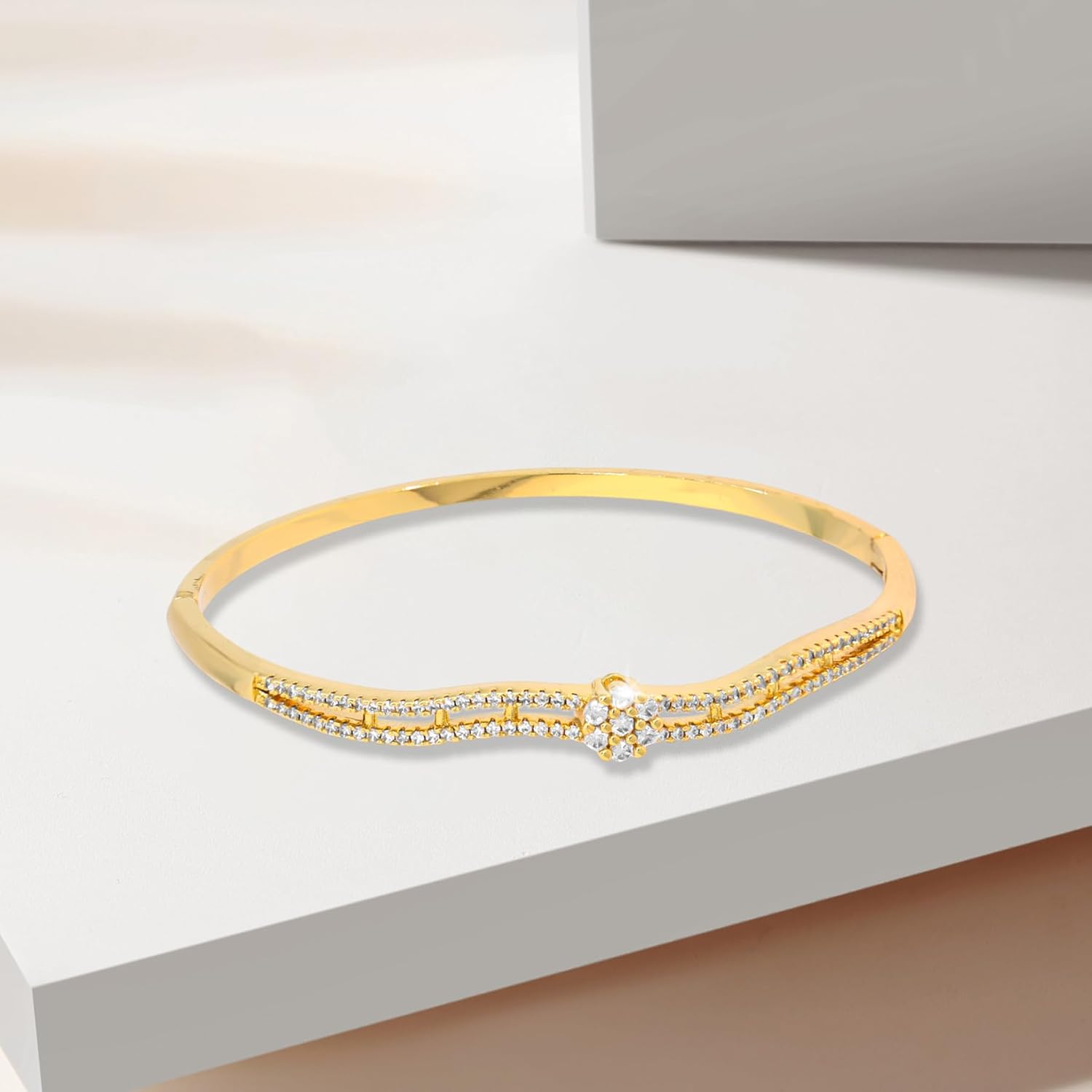 Adjustable LOVE Gold Cubic Zirconia Cuff Bracelet for Women Wave Women's Bangle Bracelets Fashion Jewelry Bracelet Gift for Women - Image 7