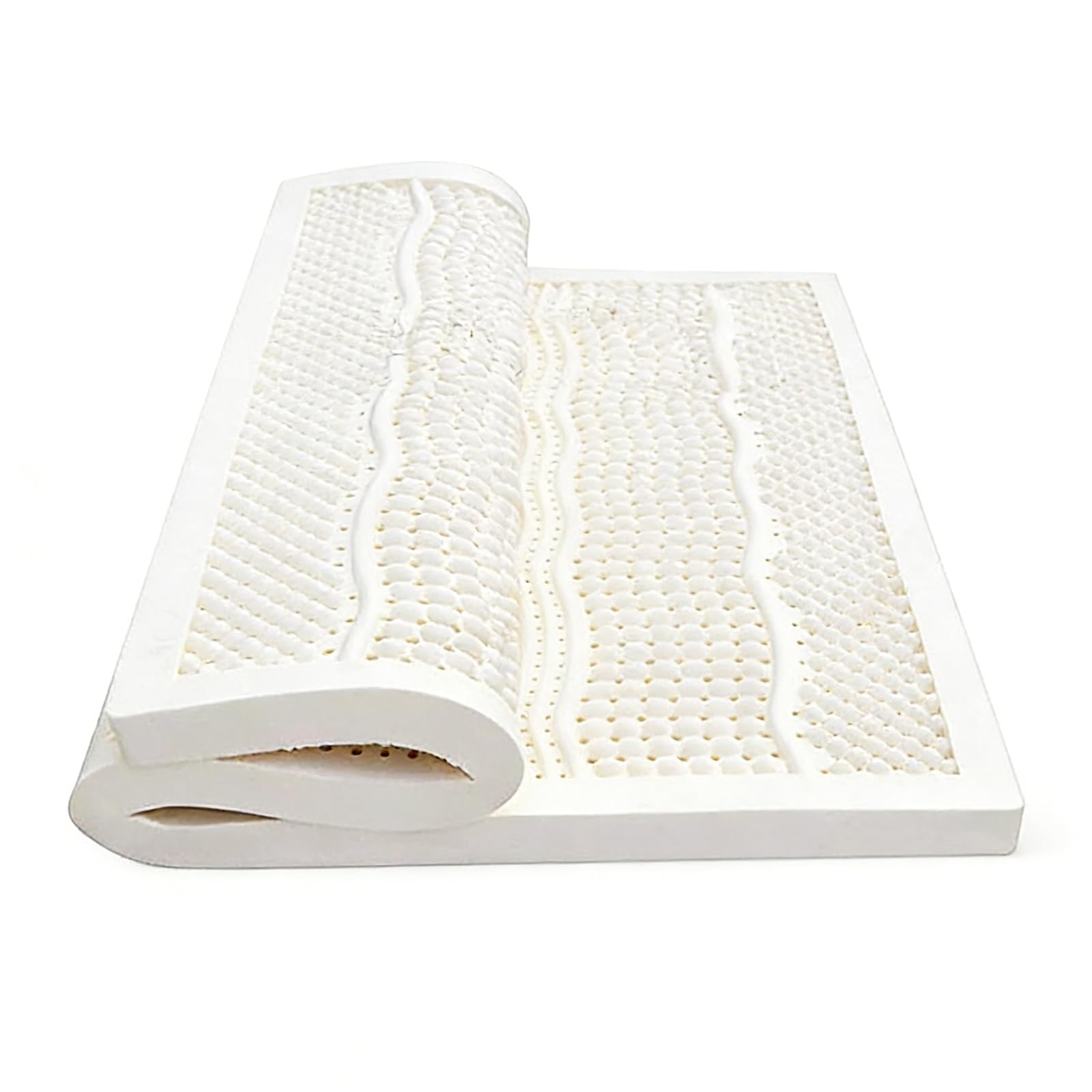 Topper per Materasso in Lattice 100% Naturale con Rivestimento in Cotone Biologico Senza Schiuma viscoelastica né Sostanze chimiche,5cm,180x200cm