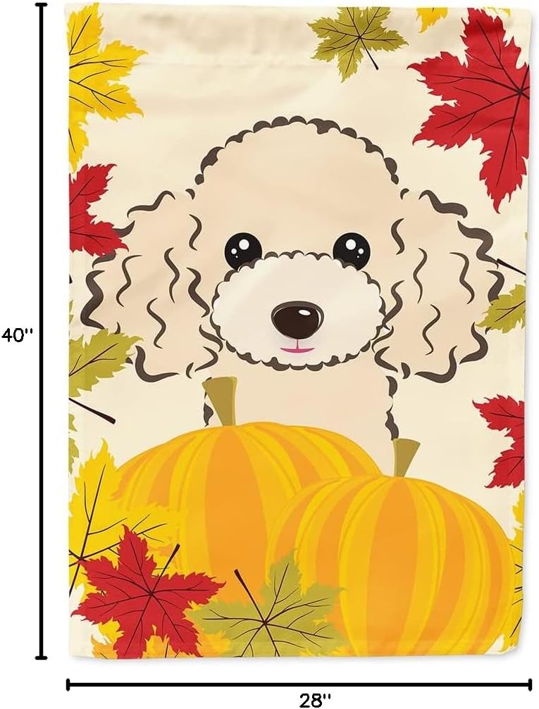 Caroline's Treasures BB2064CHF Buff Poodle Thanksgiving House Flag Large Porch Sleeve Pole Decorative Outside Yard Banner Artwork Wall Hanging, Polyester, House Size, Multicolor