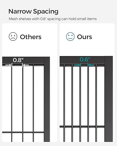 Miniatura 6 de SONGMICS Estante de almacenamiento de metal de 3 niveles con ruedas, estantería de malla con marcos laterales en X, 23.6 pulgadas de ancho