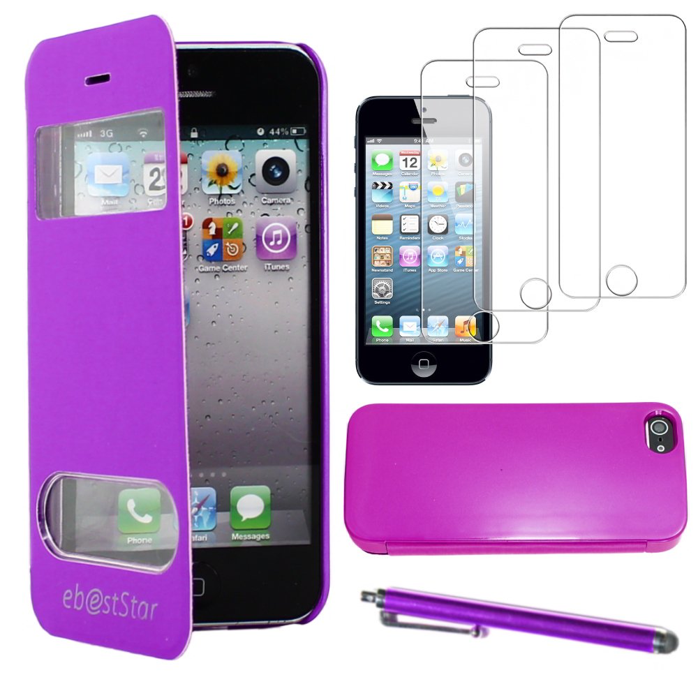 EbestStar Cover Portafoglio Con Penna E Pellicole Per IPhone SE 5S 5 – Custodia In Gel TPU Antishock – Blu - 3