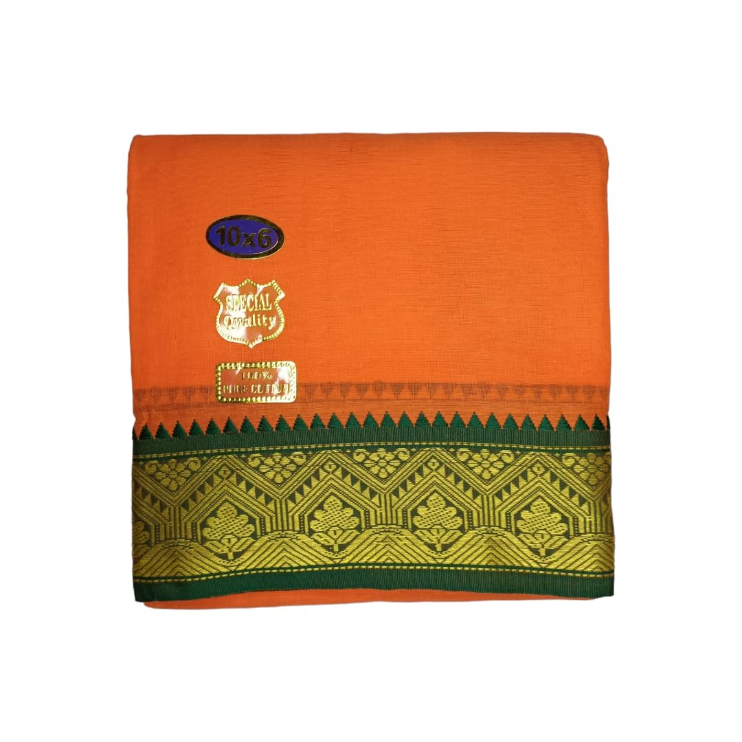 exclusive dhoties Men's Traditional Pure Cotton Dhoti With 2" inch Jacquard Border Color Dhoti Size 10X6 (or) 4.62Mtr Dhoti with 2.77Mtr Angavastram-picture-38