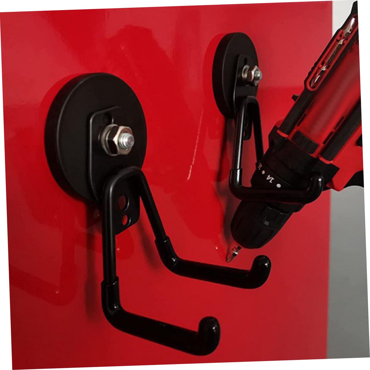 PRETYZOOM 4 Set Gancio Portautensili Magnetico Ganci Per Furgoni Porta Ganci Per Appendere Magnete Da Parete Box Auto Gancio Appendiabiti Da Parete Utensili Magnete Black 2 Pezzi*4