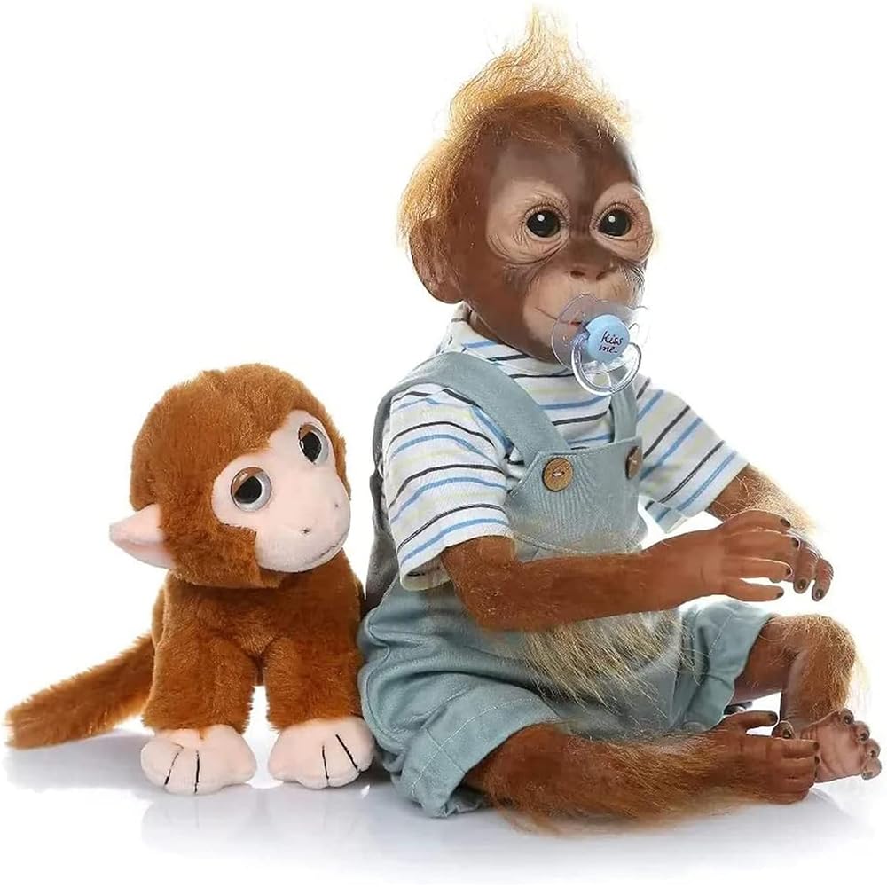 – Reborn Monkey Dolls Boy 21 Inch 52 cm Soft Vinyl Silicone Reborn Monkey Baby Dolls Realistic-Newborn Boy Handmade Looks Like A Real Baby Reborn Babies Toy Set For Kids Xmas And Birthday