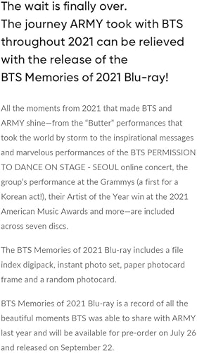 Vista 4 de Dreamus [Blu-ray] BTS - Memorias del Blu-ray 2021+Beneficio de pedido anticipado