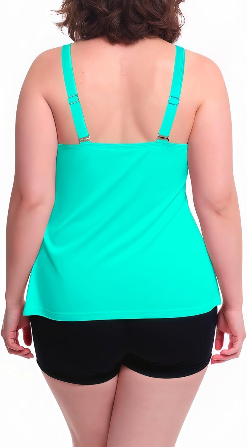 Plus Size Tankini Tummy Control Swimsuits for Women 2025 with Shorts Two Piece Bathing Suits