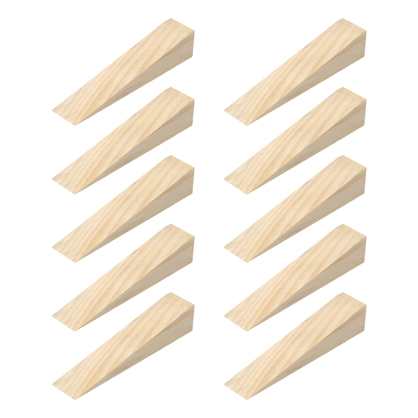 sourcing map 10Pcs Wooden Door Stopper, 150 x 30 x 30mm Non-Slip Solid Wood Door Wedges Triangle Wooden Doorstop Blocks for Chair Caning Home Office Floor — image 1