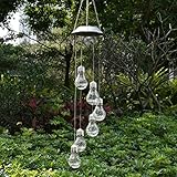 YUETJIN Clear Cracked Edison Bulb Solar Wind Chimes Outdoor Decoration for Patio, Balcony, Garden,Patio, Veranda