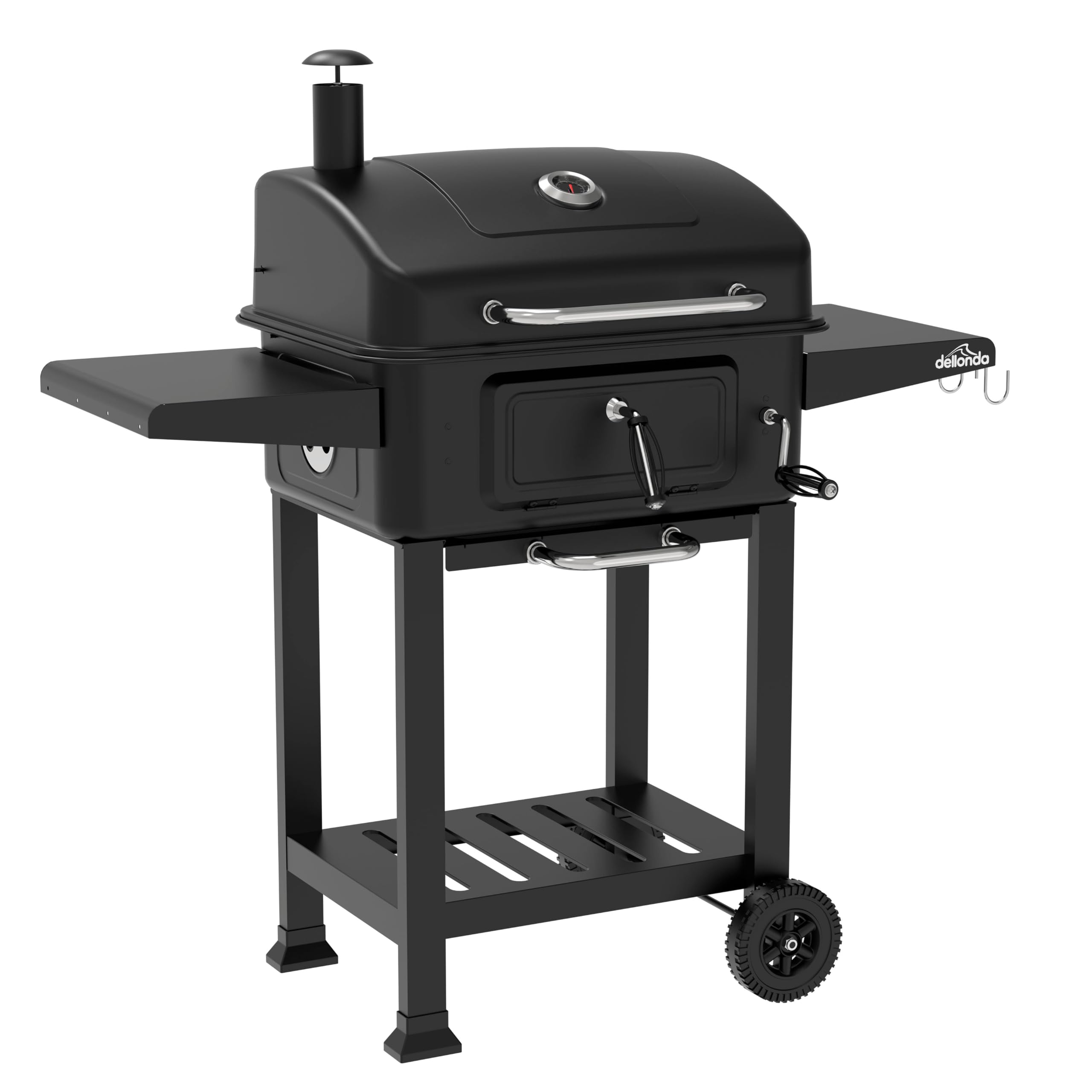 Dellonda Charcoal Grill Bbq Smoker And Trolley With 2 Side ShelvesBlackDg283 from B&Q